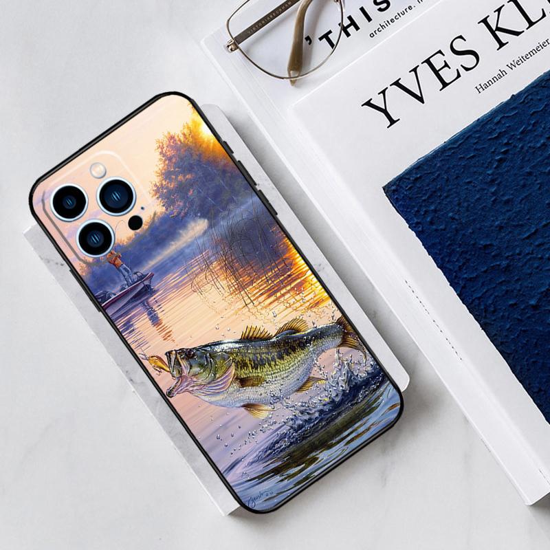Bass Fishing Lake Fisherman Case For iPhone 17 Air 14 13 12 11 15 16 Pro Max Mini 15 16 Plus 16e Funda Silicone Cover