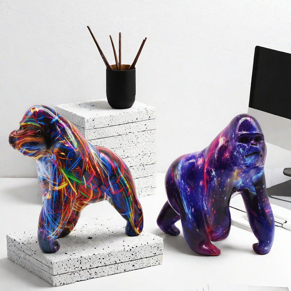 Cartoon Style Colorful Orangutan Ornaments Work Decoration Home Living Room Fine Decoration Resin Crafts Durable Durable