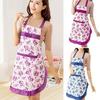 Damhaklapp Blommönster Bowknot Kök Restaurang Matlagning Pocket Dress Förkläde