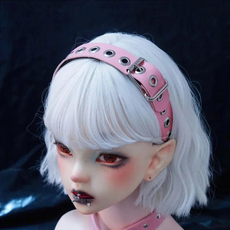 Y2K Gothic Punk Leather Buckle Hair Hoop KC Headband Harajuku Women Girl Dark Black Punk Hip Hop Rock Hairbands Hair Accessories