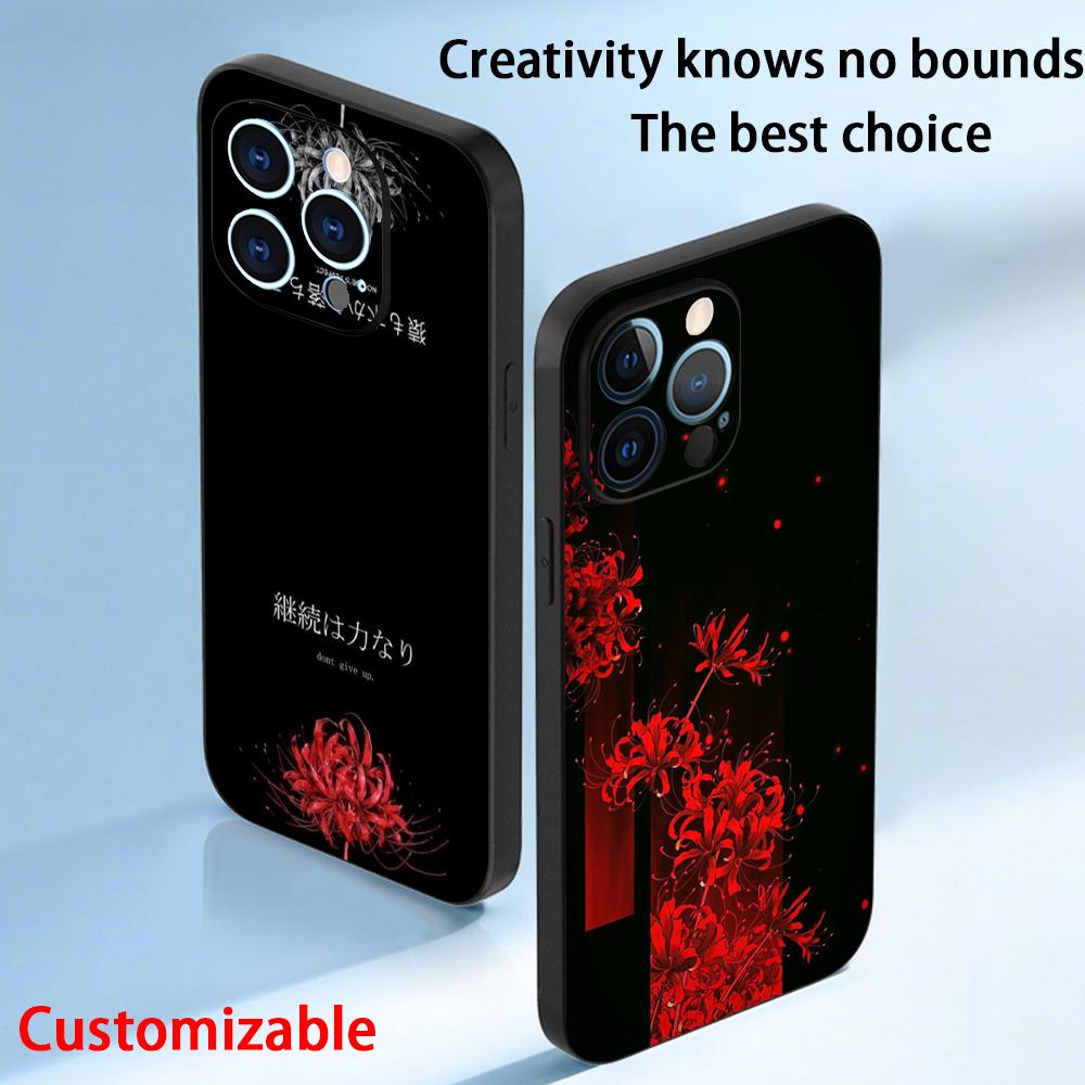Art Red spider lilys japan design Phone Case For iPhone 17 16 e 15 14 13 12 Plus Mini Pro Max Soft black Shockproof Cover