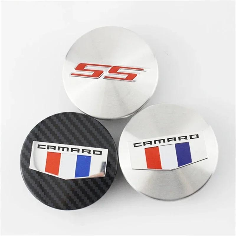 Lbfx9 Modification pour Chevrolet CAMARO SS Logo Corvette 4 Pièces 68 mm Cache-moyeu de Roue de Voiture ABS Cache-moyeu de Pneu Décoration de Remplacement