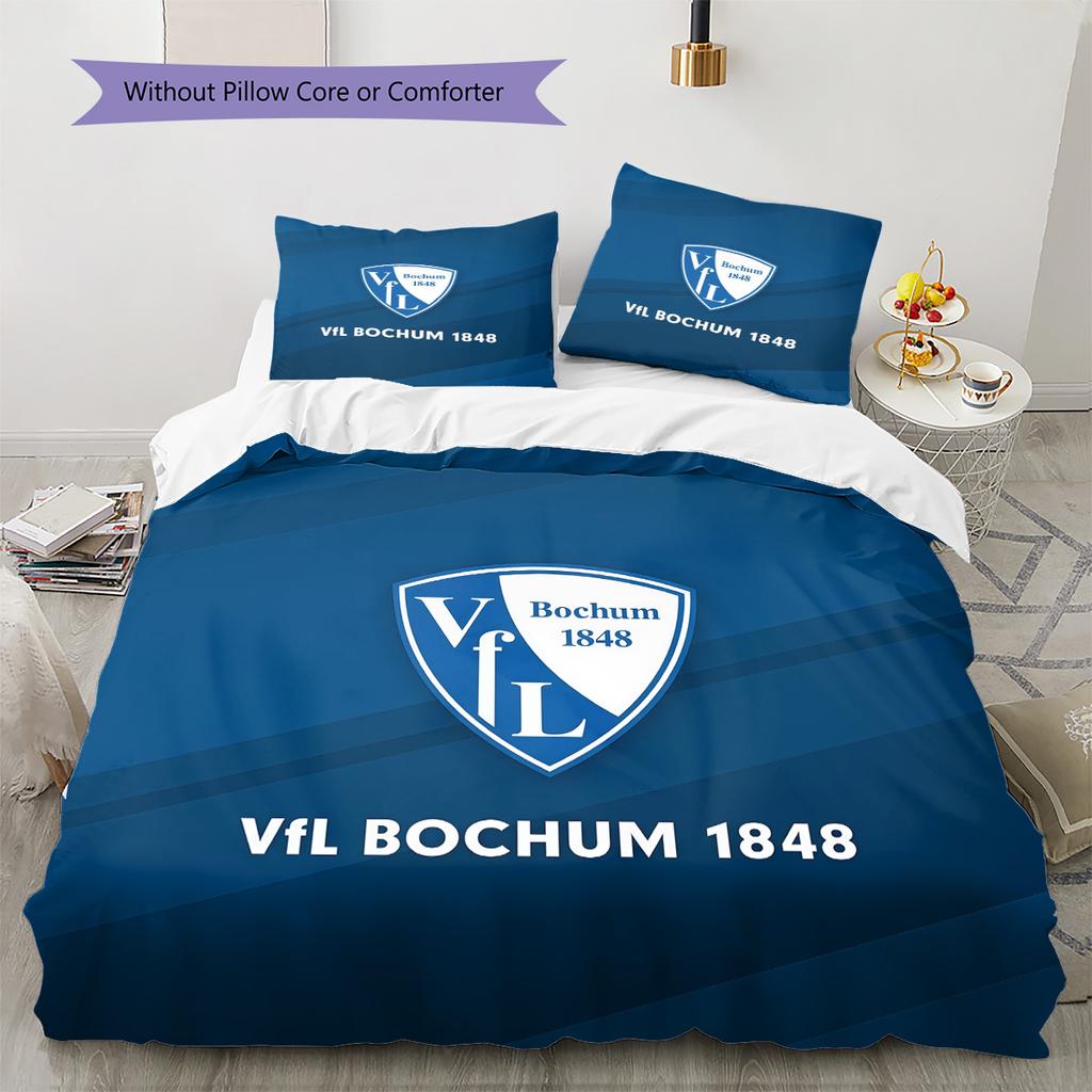 VfL Bochum Muster Bettwäsche Bettdecken-Set Heimdekoration Geschenk (1 Bettbezug + 2 Kissenbezüge (ohne Füllung))