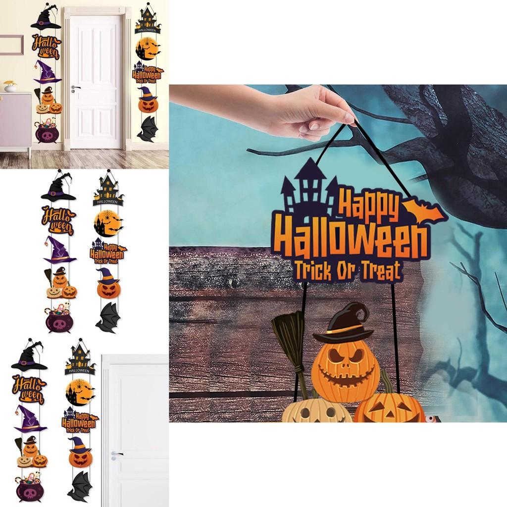 Halloween Door Hanging Decor With Pumpkin And Bat Paper Scene Setter For Party Celebrations