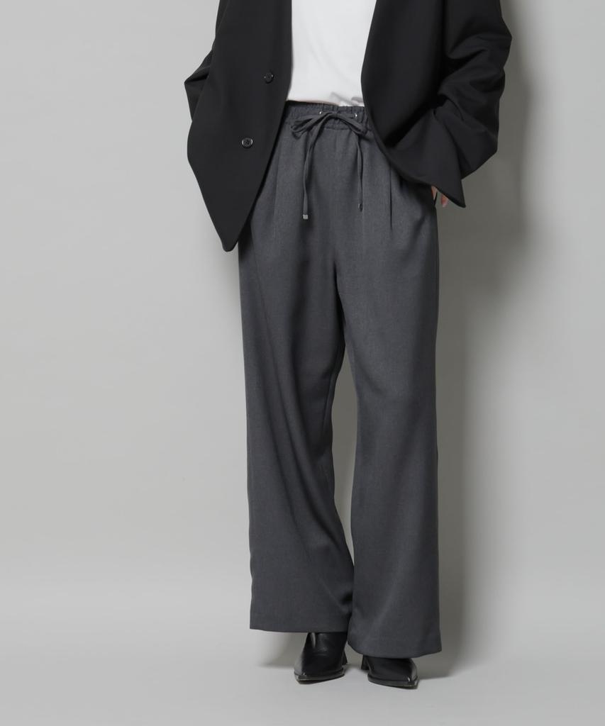 Nano Universe Polyester Drawstring Pants with Side Stripes Be Paired with Other F 023 Charcoal Women's Wool-Like (Can Items) 673-5227317