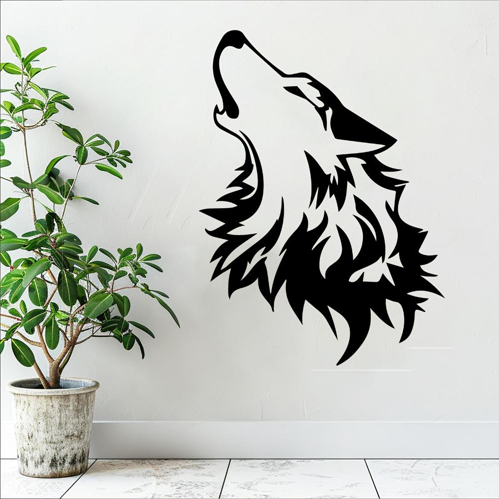 1pc Howling Wolf Metal Wall Art, Iron Wolf Sculpture Outdoor Decor for Garden Patio Fence, Christmas Easter Thanksgiving Gift for Wolf Lovers