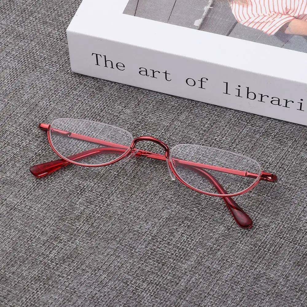 Halbrand Damen Lesebrille Brille Ultraleicht Klar Alterssichtigkeit Brille Tragbar Geschenk Brillengestell Für Herren +2
