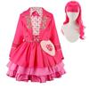 Girls Pink Movie Cosplay Dress Set 2026 Halloween Kids Performance Costume Children Fancy Party Outfit with Matching Bag Wig