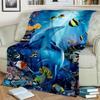 3D Unterwasserwelt Meeresboden Cartoon Decke, Weiche Überwurfdecke für Zuhause Schlafzimmer Bett Sofa Picknick Reisen Büro Überdecke Kinder
