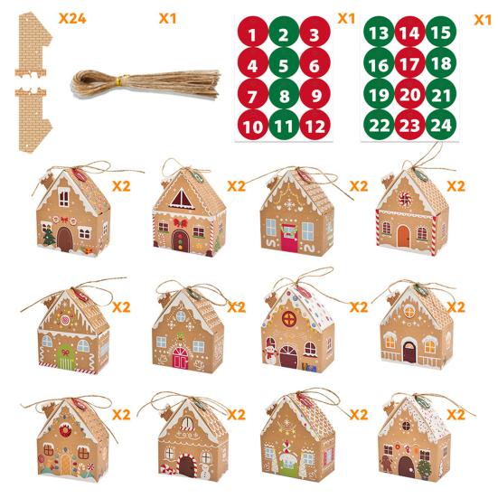 24 Pz Scatola Regalo Casa di Pan di Zenzero di Natale Scatole di Carta a Forma di Casa per Bomboniere di Feste Natalizie Confezioni Regalo per Biscotti Caramelle