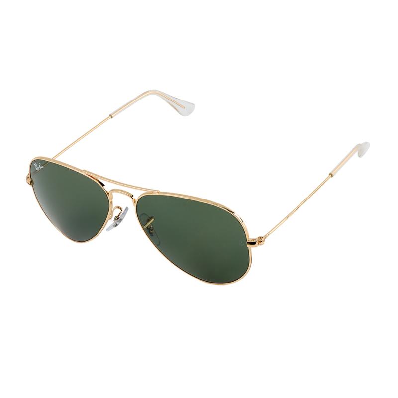 Lunettes de soleil Ray Ban Aviator Monture Métal Monture Dorée Verres Verts Unisexe