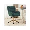 Adjustable Swivel Chair - - Full KD - Green Velvet - Gold Metal Base - 360° Casters