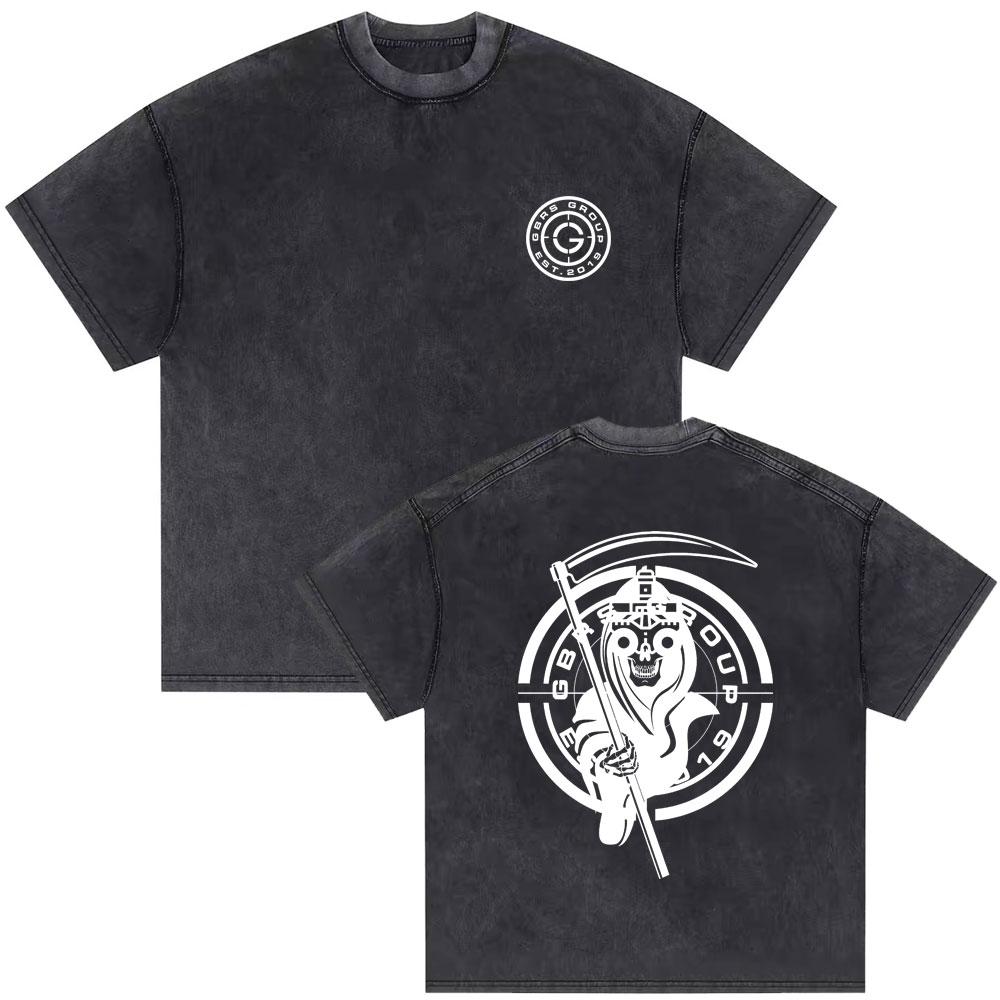 Gewaschenes Vintage Forward Observations Group T-Shirt Skelett Grafik T-Shirts Herren Baumwolle Oversized T-Shirt Männlich Gothic Punk T-Shirts