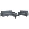 3 Piece Sofa Set with Cushions and Neck Rolls Dark Grey Velvet