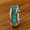 Wholelsale 8MM Malachite Inlay Men's Stainless Steel Rings Red Green Marble Women Wedding Band Jewelry Polished Steel Party Ring