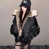 Harajuku Retro bunda Dámska Jednoduchá Plyšová Bunda s Leopardím Vzorom Voľná Kožená Motorkárska Hip Hop Punková Bunda