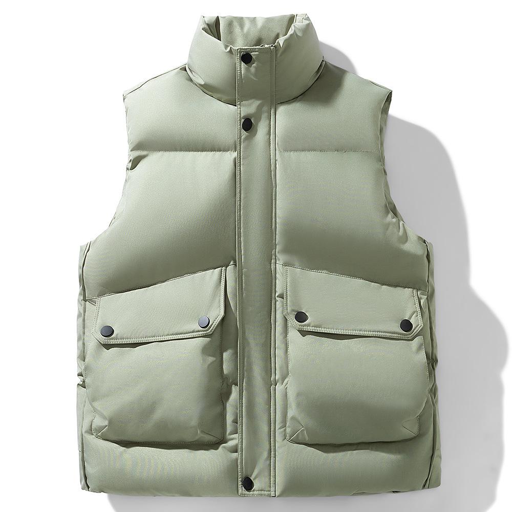 Men's Winter Trendy Solid Color Sleeveless Cotton Vest Jacket 8276