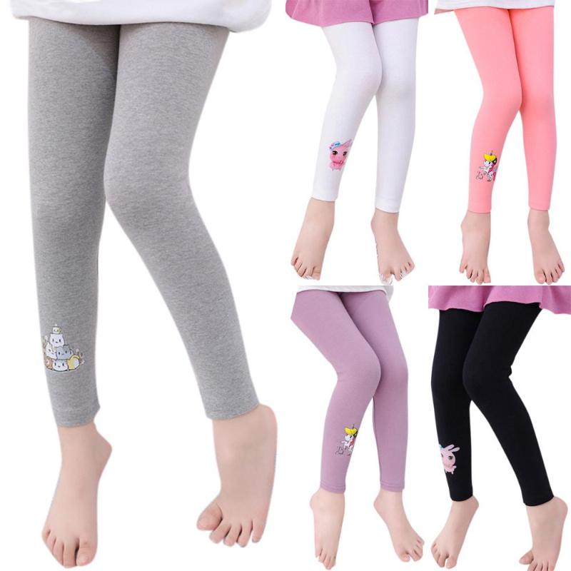 Cartoon Unicorn Girls Leggings Kids Slim Fit Stretchy Pants Sports Skinny Long Trousers
