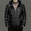 Veste en duvet à capuche pour homme grande taille Veste en duvet en cuir Veste en cuir décontractée pour papa