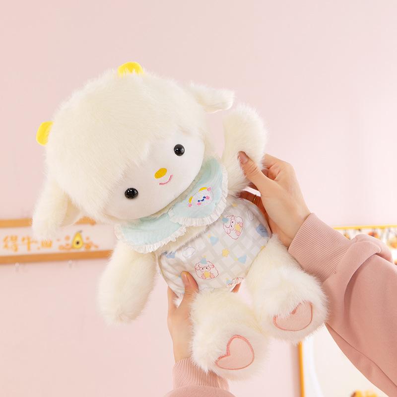 Blumenkleidung Lamm Puppe Wolke Kaschmir Spielzeug Kinder Beruhigende Schlafpuppe Schaf Puppe