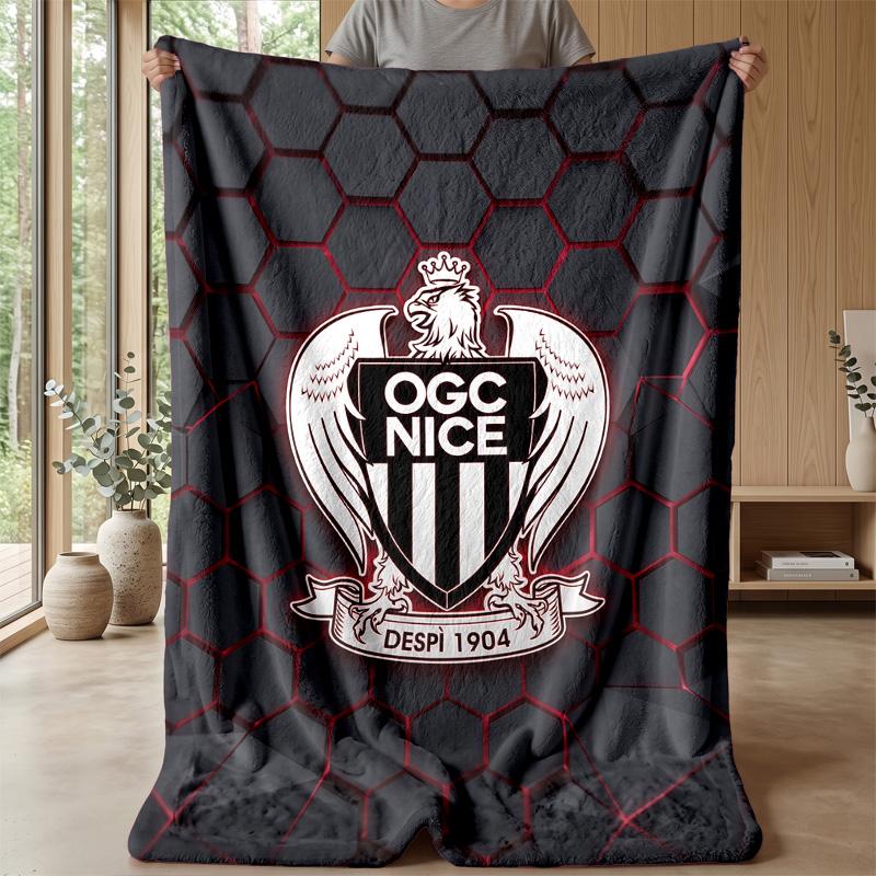 OGC Nice FC Soft Flannel Fleece Blanket Lightweight Cozy Warm Throw Blanket For Sofa Bed Home Decor