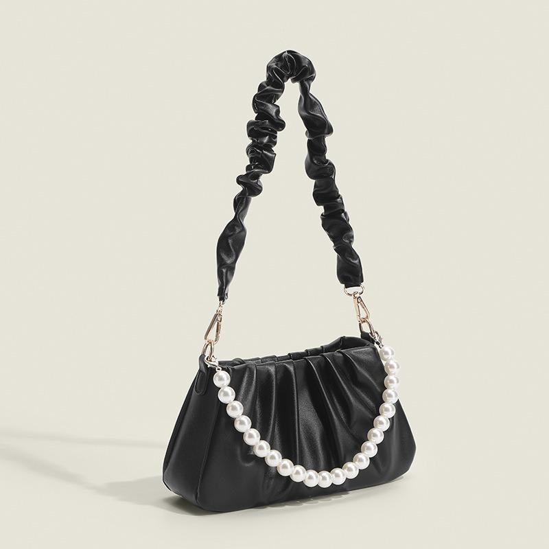 Niche High-end Pearl Bags, Women's Fashionable Handbags, Casual and Versatile Pleated Cloud Bags, Single-shoulder Crossbody Bags