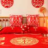 Modern Chinese Style Festive Wedding Pillow with Chinese Characters Wedding Decoration Household Supplies Short Plush Cushion Cover