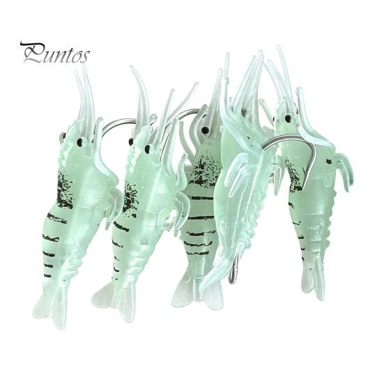 Luminous Shrimp Lures 5/10/20/40Pcs 4CM/1.3G Bionic Soft Lure, Glow-in-the-dark Fishing Accessories Bait with Hook, Freshwater Saltwater Swimbait