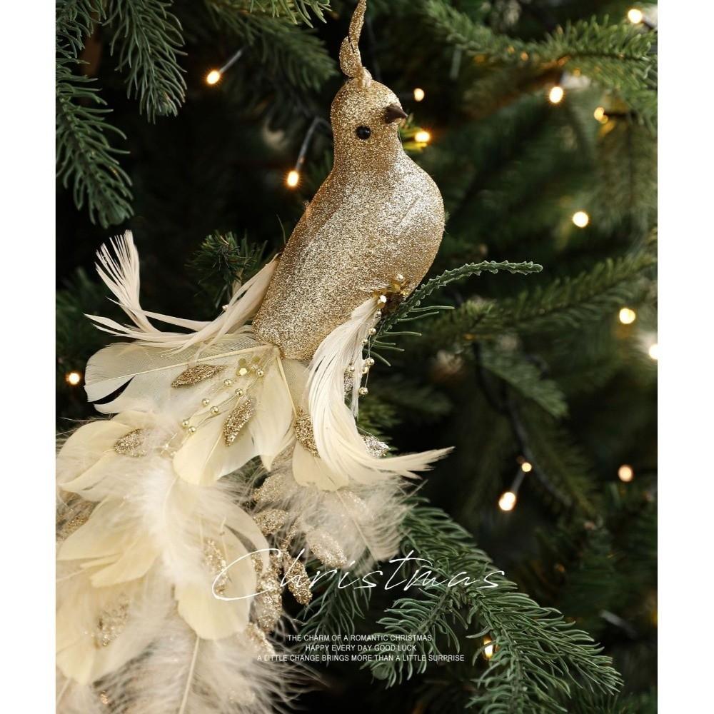 New Realistic Glitter Christmas Peacock Ornaments Glitter Simulate Simulation Bird Decor Faux Peacock Home Decor