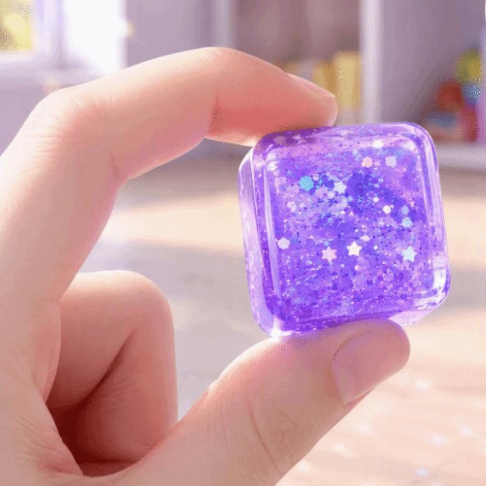 Glitter Ice Cube Squishy Toy Slow Rebound Cube Fidget Toy Relaxation Cube Squeeze Toy Kids Gifts