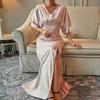 Spring Summer Dress Women's Temperament Retro Style Split Short Sleeve Mid-length Dress