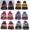 Knitted Hockey Beanie Winter Warm Hat Adjustable Fit Unisex Ski Outdoor Cap With Embroidered Letters
