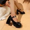 2026 New Retro Shoes Women's Chunky Heel Butterfly Style Buckle Strap Simple Design Summer Shoes