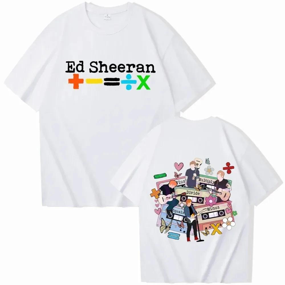 Högkvalitativa Crewneck Ed Sheeran Tour 2024 T-shirts Man Kvinna Harajuku O-ringad Kortärmad Anime Skjortor Populär Musikfans Gåva