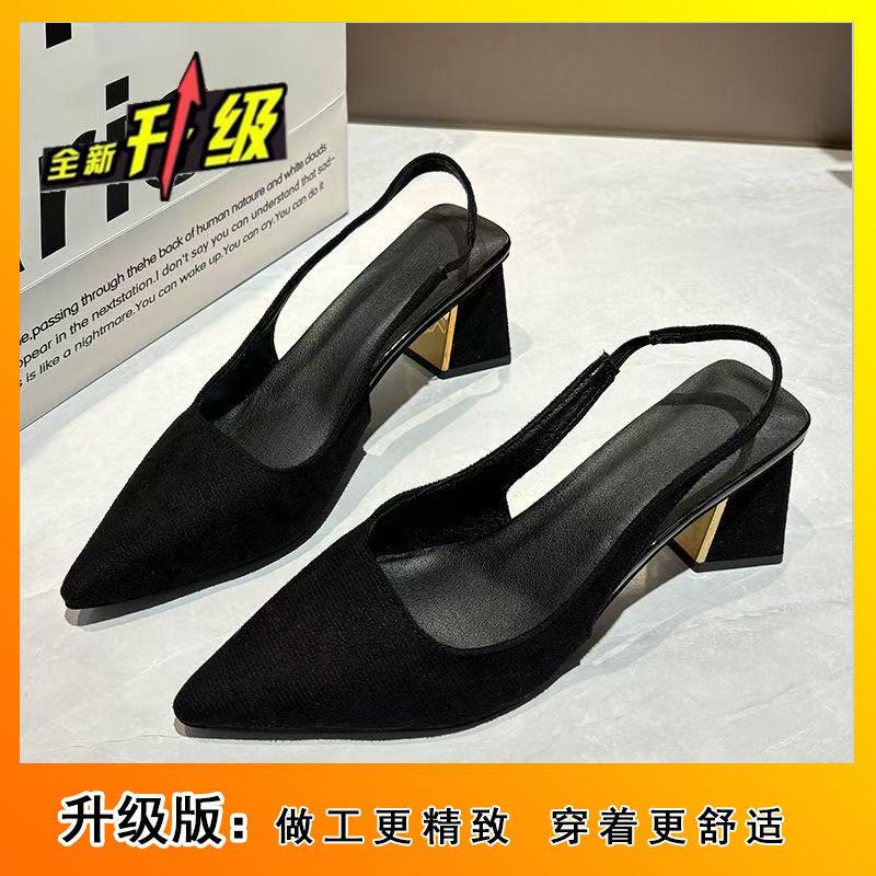 2025 European station wedding shoes explosion pointed thick heel high heels women commuter versatile shallow mouth fashion sandals