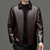 Sheep Genuine Leather Jacket for Men, Business Velvet Leather Jacket, Middle-aged Autumn and Winter Thin Loose Jacket, Dad Outfit