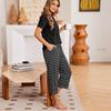 Set Pigiama da Donna Casual a Vestibilità Larga con T-shirt a Maniche Corte e Pantaloni Capri, Top Scollo a V e Pantaloni a Pois, Set da Relax