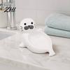 Ceramic Soap Stand Cute Seal Dish, with Self-Draining Design, Sponge Bathroom Storage Box Organizer Tray, for Countertop And Kitchen Sink Durable