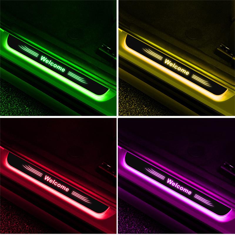 Customized Car Door illuminated Sill light Logo Projector Lamp USB Power Wireless LED Welcome Pedal Car Scuff Plate Pedal