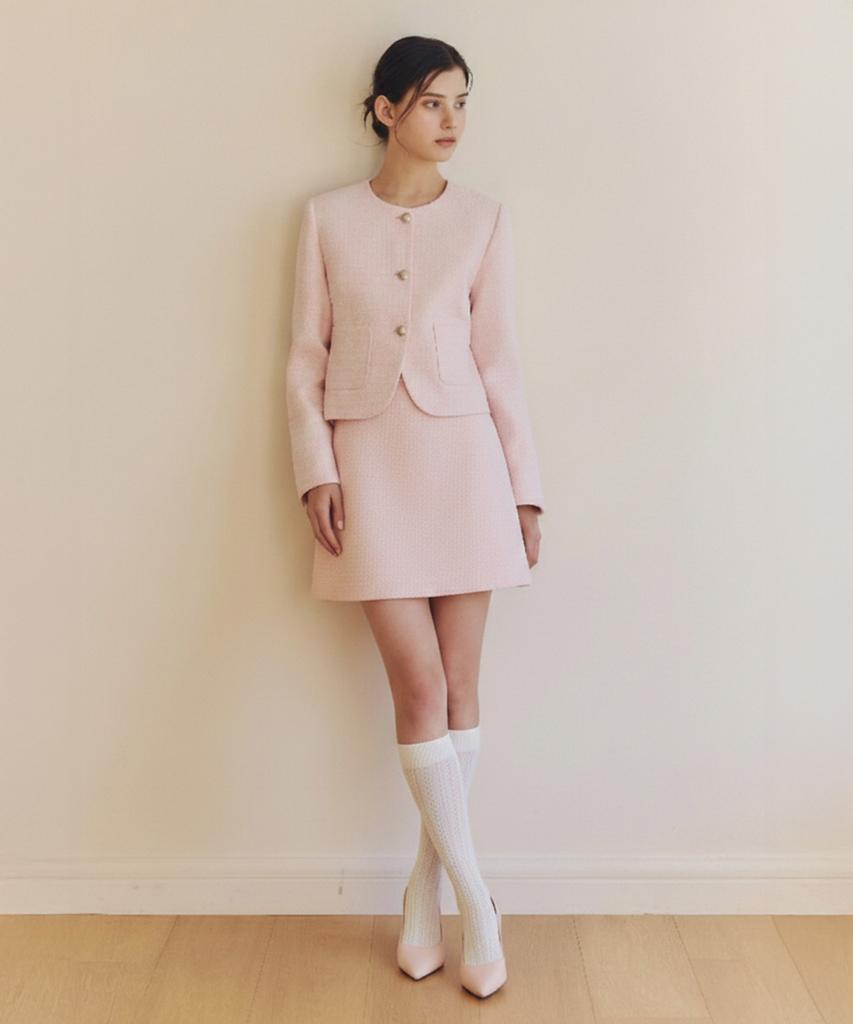 Zero Street [4 Colors] Creamy Tweed Skirt