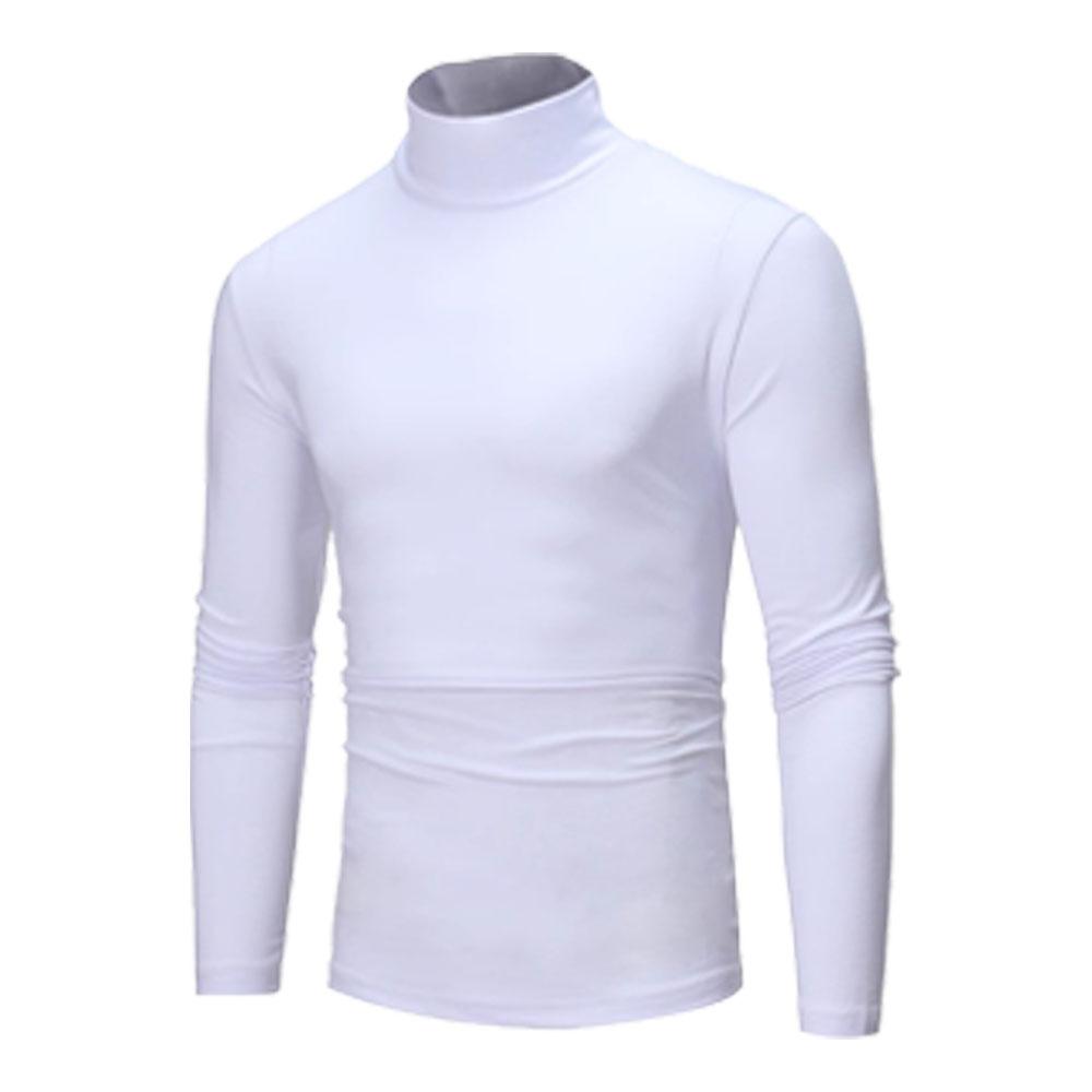 Autumn Winter Men's High Neck T-shirt Slim Fit High Elastic Long Sleeve Men's Clothing Casual Breathable Pullover Bottoming Shirt
