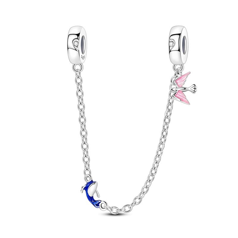 Sparkling Clear Copper Safety Chain Copper Safety Chain Charm Beads Fit Original Pandora Bracelet Diy Jewelry