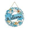 Yousheng Welcome Summer Sign Shells Starfish Wall Hanging Wreath Farmhouse Coastal Beach Wooden Round Door Hanger for Front Door Porch Courtyard