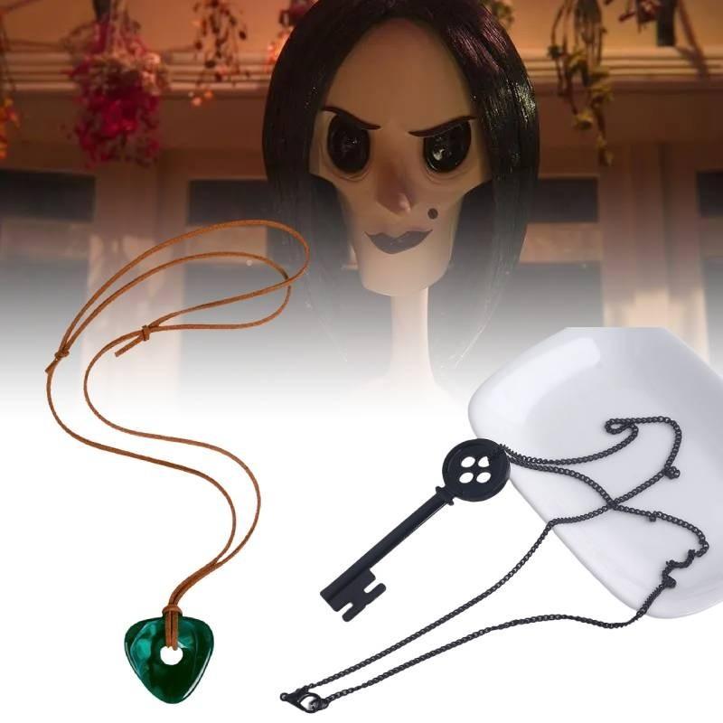 Cartoon Coraline Necklace Key Pendant Alloy Resin Material Children Gift Fans