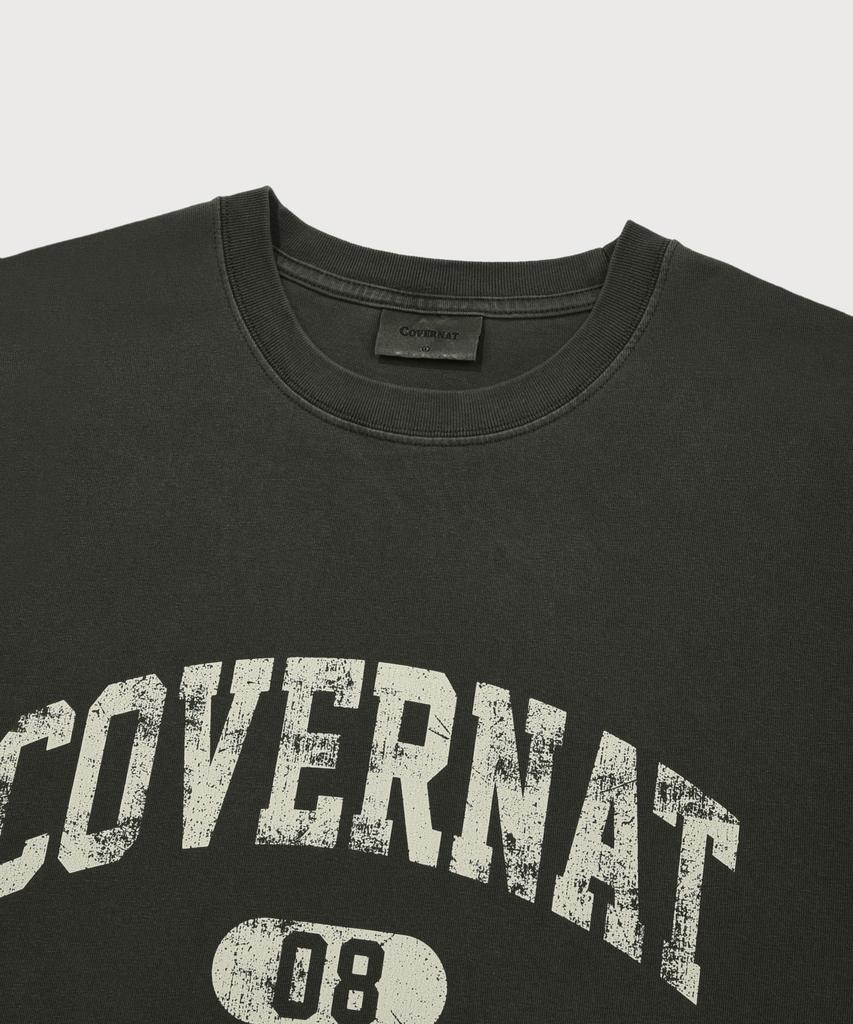 COVERNAT Cracked Arch Logo Dyed T-Shirt Charcoal