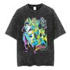 Vintage Washed Anime Jojo Bizarre Adventure T-shirt Giorno Giovanna Manga Graphic T-shirts Men's Clothing Cotton Casual T Shirts