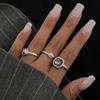 Anillo Geométrico Gris para Mujer Diseño Minimalista Color Plata Anillos de Dedo Cuadrados Circón Asimétrico Joyería para Uso Diario