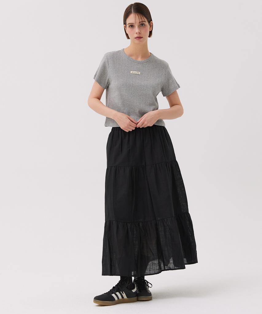 Awesome Studio Cotton Tiered Long Skirt Black