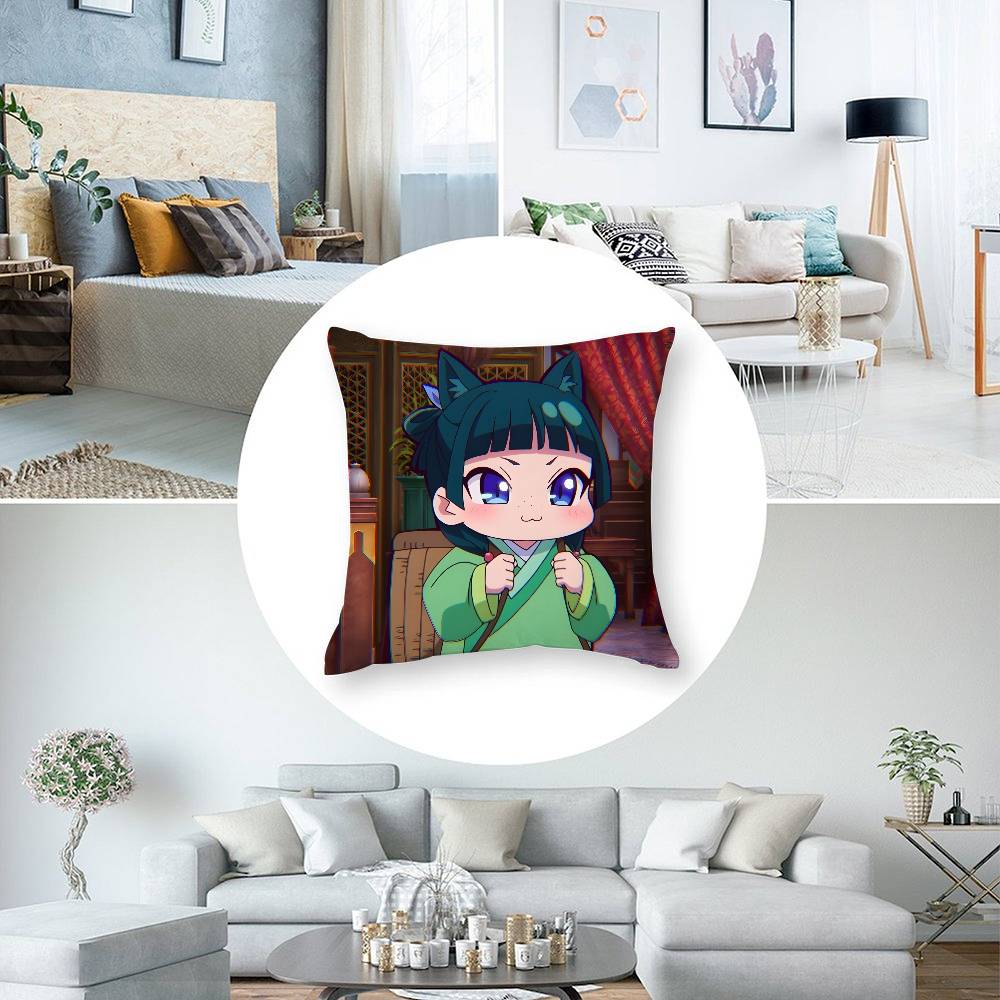 Anime The Apothecary Diaries Cute Maomao Pillow Case Square Double‑Sided Print Cushion Case For Sofa Home Bedchamber Decor Gift