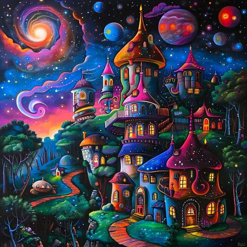 5D Diamond Painting Full Square Landscape Fantasy House Diamond Embroidery Art Mosaic Home Decor